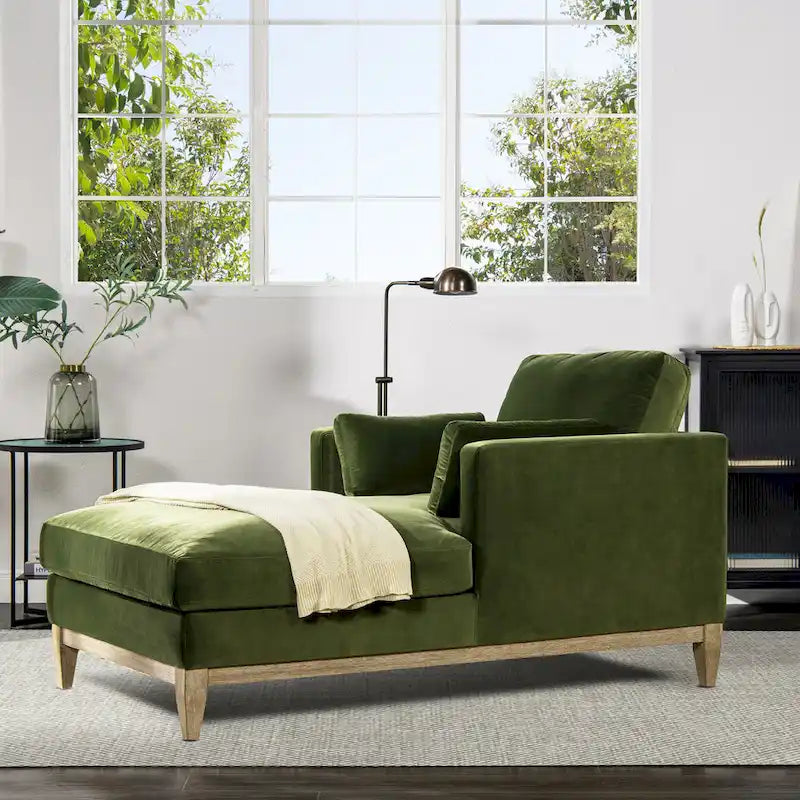 Chaise longue Knox 65 en velours performant de style ferme moderne