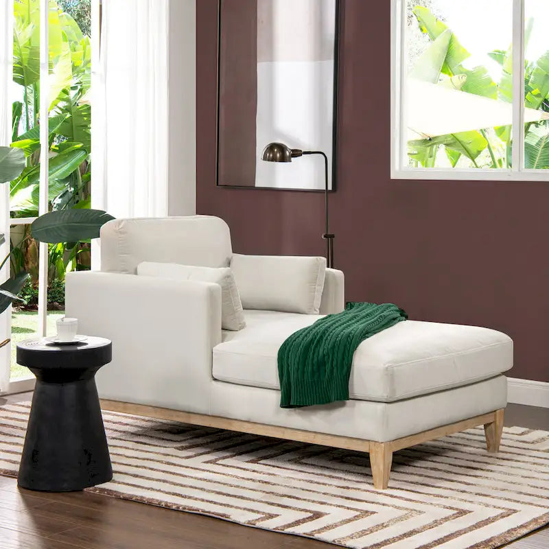 Chaise longue Knox 65 en velours performant de style ferme moderne