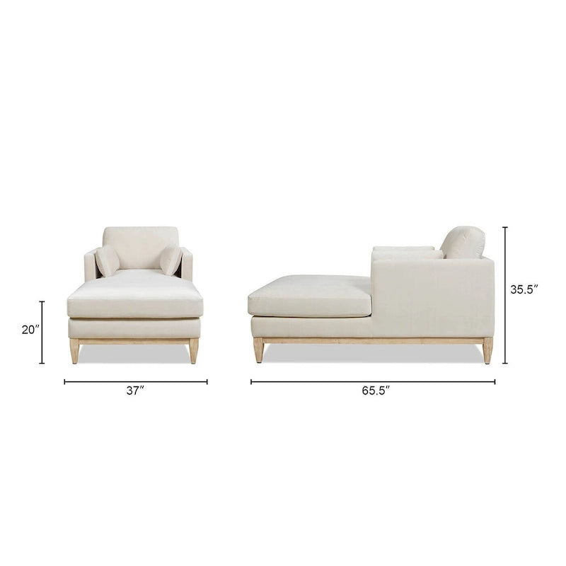 Chaise longue Knox 65 en velours performant de style ferme moderne
