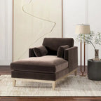 Chaise longue Knox 65 en velours performant de style ferme moderne