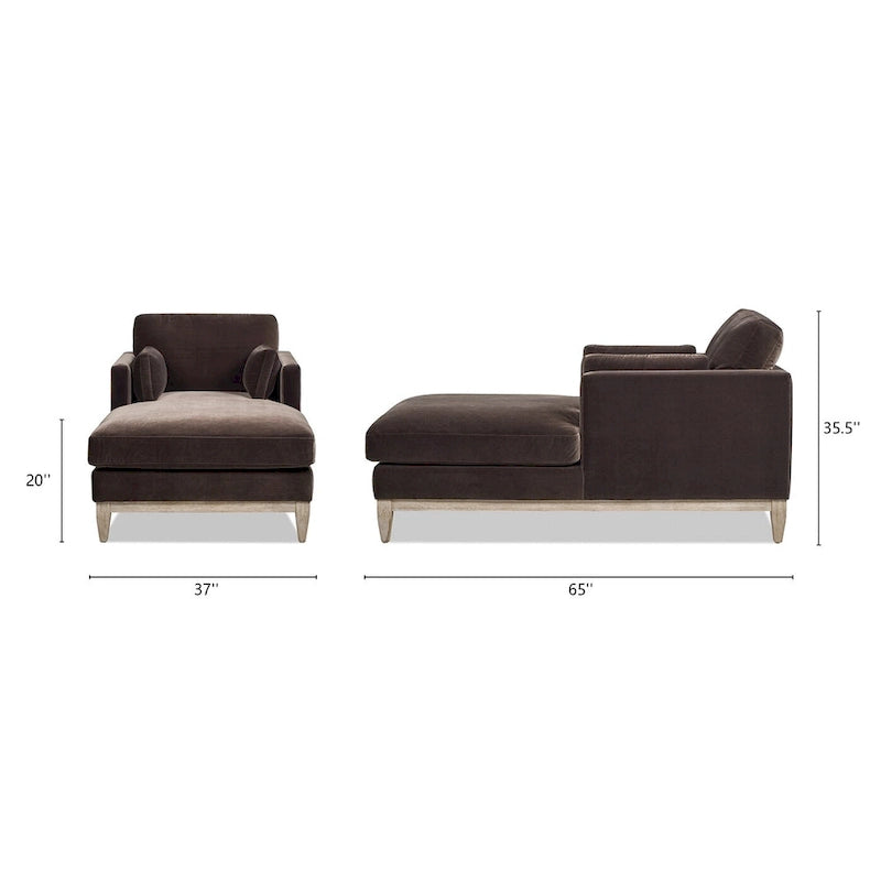 Chaise longue Knox 65 en velours performant de style ferme moderne