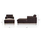 Chaise longue Knox 65 en velours performant de style ferme moderne