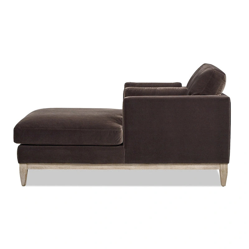Chaise longue Knox 65 en velours performant de style ferme moderne