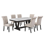Ensemble de salle à manger 7 pièces avec table effet marbre