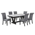 Ensemble de salle à manger 7 pièces avec table effet marbre
