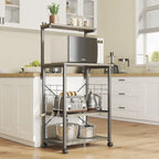 Étagère de Cuisine Style Boulanger avec Étagères de Rangement et Prises USB, Support de Four à Micro-ondes, Organisateur d'Étagères de Cuisine