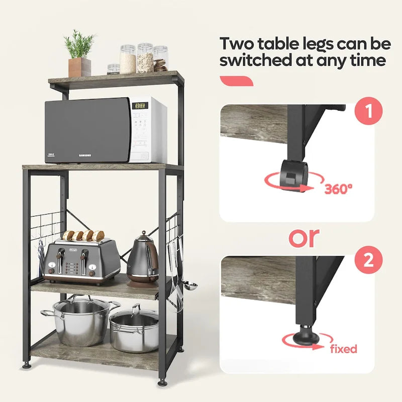 Étagère de Cuisine Style Boulanger avec Étagères de Rangement et Prises USB, Support de Four à Micro-ondes, Organisateur d'Étagères de Cuisine