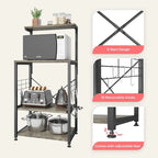 Étagère de Cuisine Style Boulanger avec Étagères de Rangement et Prises USB, Support de Four à Micro-ondes, Organisateur d'Étagères de Cuisine