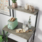 Étagère de Cuisine Style Boulanger avec Étagères de Rangement et Prises USB, Support de Four à Micro-ondes, Organisateur d'Étagères de Cuisine