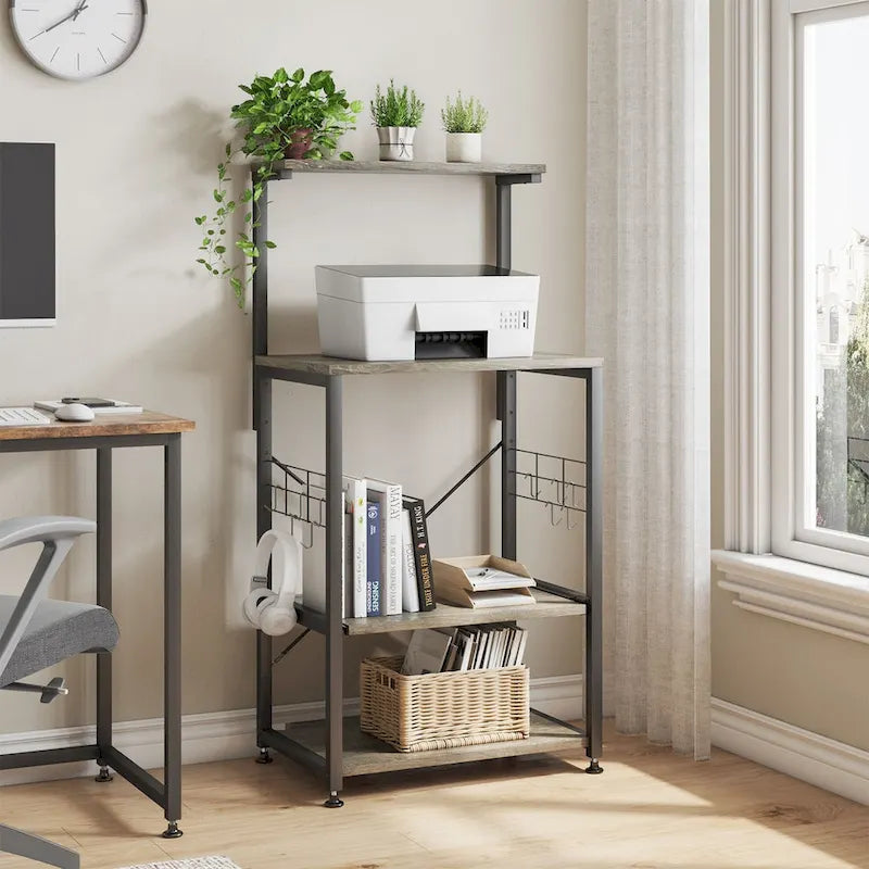 Étagère de Cuisine Style Boulanger avec Étagères de Rangement et Prises USB, Support de Four à Micro-ondes, Organisateur d'Étagères de Cuisine