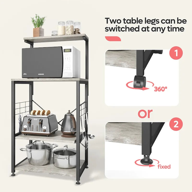 Étagère de Cuisine Style Boulanger avec Étagères de Rangement et Prises USB, Support de Four à Micro-ondes, Organisateur d'Étagères de Cuisine