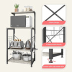 Étagère de Cuisine Style Boulanger avec Étagères de Rangement et Prises USB, Support de Four à Micro-ondes, Organisateur d'Étagères de Cuisine
