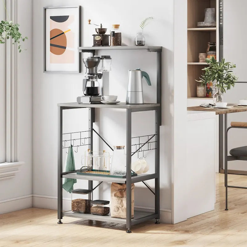 Étagère de Cuisine Style Boulanger avec Étagères de Rangement et Prises USB, Support de Four à Micro-ondes, Organisateur d'Étagères de Cuisine