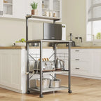 Étagère de Cuisine Style Boulanger avec Étagères de Rangement et Prises USB, Support de Four à Micro-ondes, Organisateur d'Étagères de Cuisine