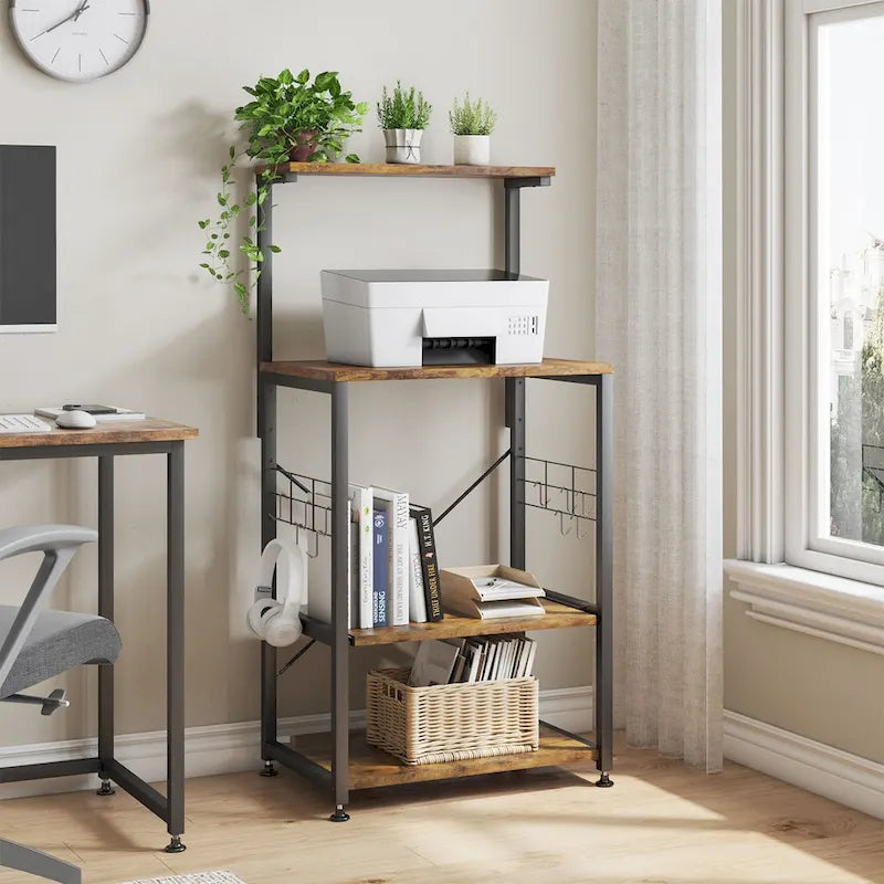 Étagère de Cuisine Style Boulanger avec Étagères de Rangement et Prises USB, Support de Four à Micro-ondes, Organisateur d'Étagères de Cuisine