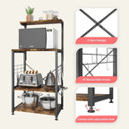 Étagère de Cuisine Style Boulanger avec Étagères de Rangement et Prises USB, Support de Four à Micro-ondes, Organisateur d'Étagères de Cuisine