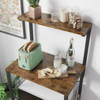 Étagère de Cuisine Style Boulanger avec Étagères de Rangement et Prises USB, Support de Four à Micro-ondes, Organisateur d'Étagères de Cuisine