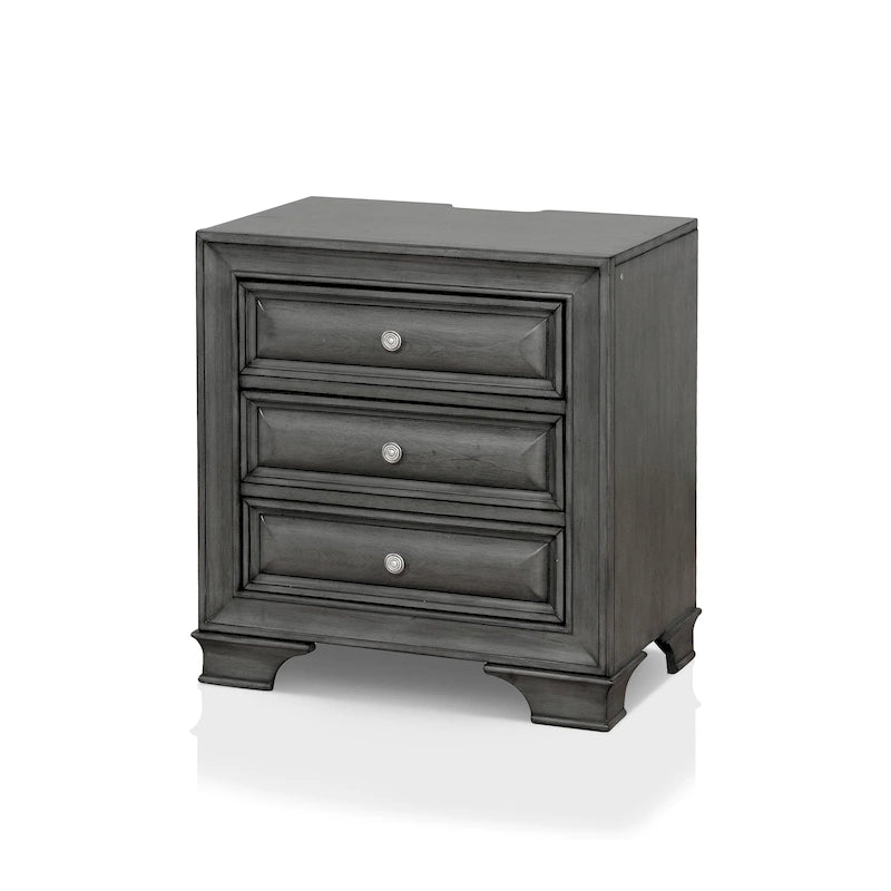 Table de chevet Oslo traditionnelle en bois à 3 tiroirs avec port USB