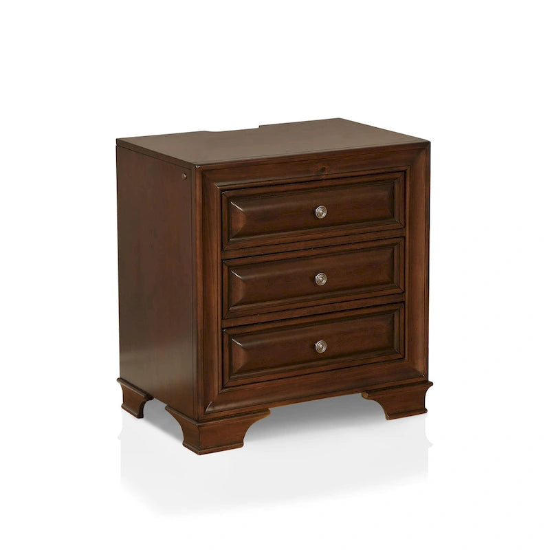 Table de chevet Oslo traditionnelle en bois à 3 tiroirs avec port USB