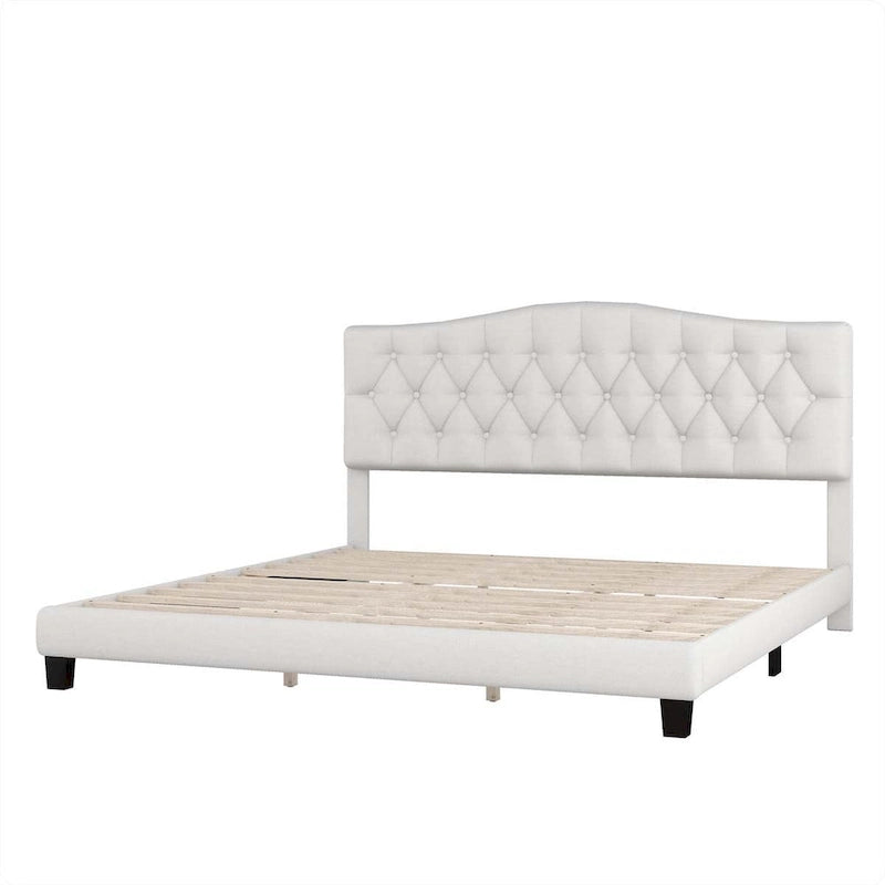 Lit tapissé avec tête de lit incurvée en selle King Size