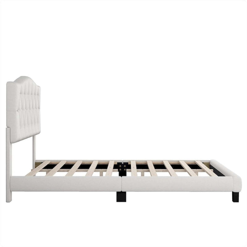 Lit tapissé avec tête de lit incurvée en selle King Size