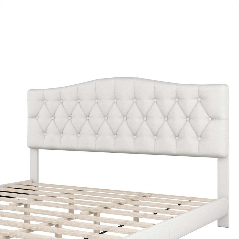 Lit tapissé avec tête de lit incurvée en selle King Size