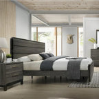 Ensemble de chambre à coucher 5 pièces Ioana en bois gris antique king size