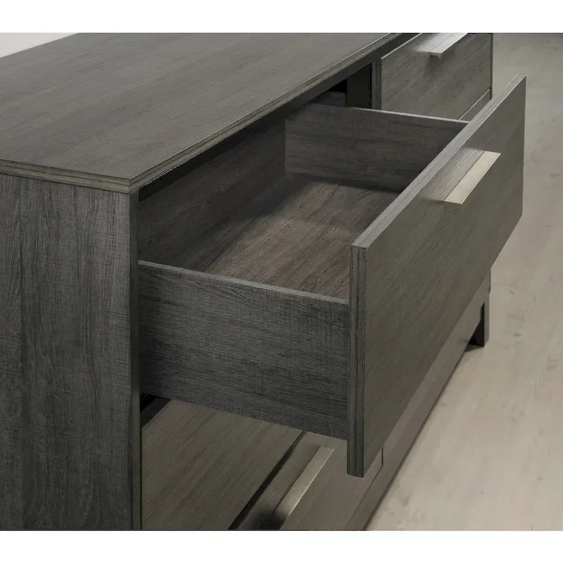 Ensemble de chambre à coucher 5 pièces Ioana en bois gris antique king size