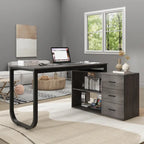 Bureau d'ordinateur de rangement en L Timechee de 55 pouces