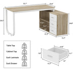 Bureau d'ordinateur de rangement en L Timechee de 55 pouces