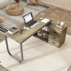 Bureau d'ordinateur de rangement en L Timechee de 55 pouces