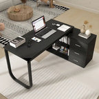Bureau d'ordinateur de rangement en L Timechee de 55 pouces