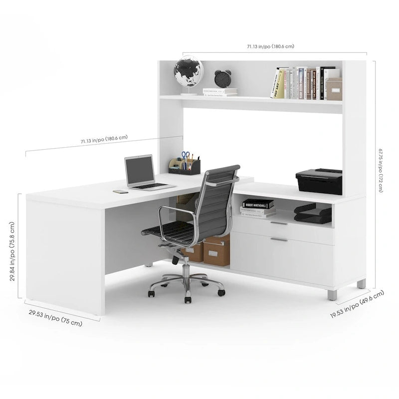 Bureau d'angle Pro-Linea avec huche ouverte