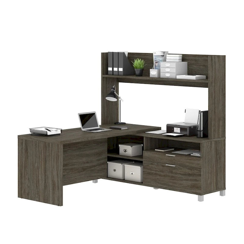 Bureau d'angle Pro-Linea avec huche ouverte