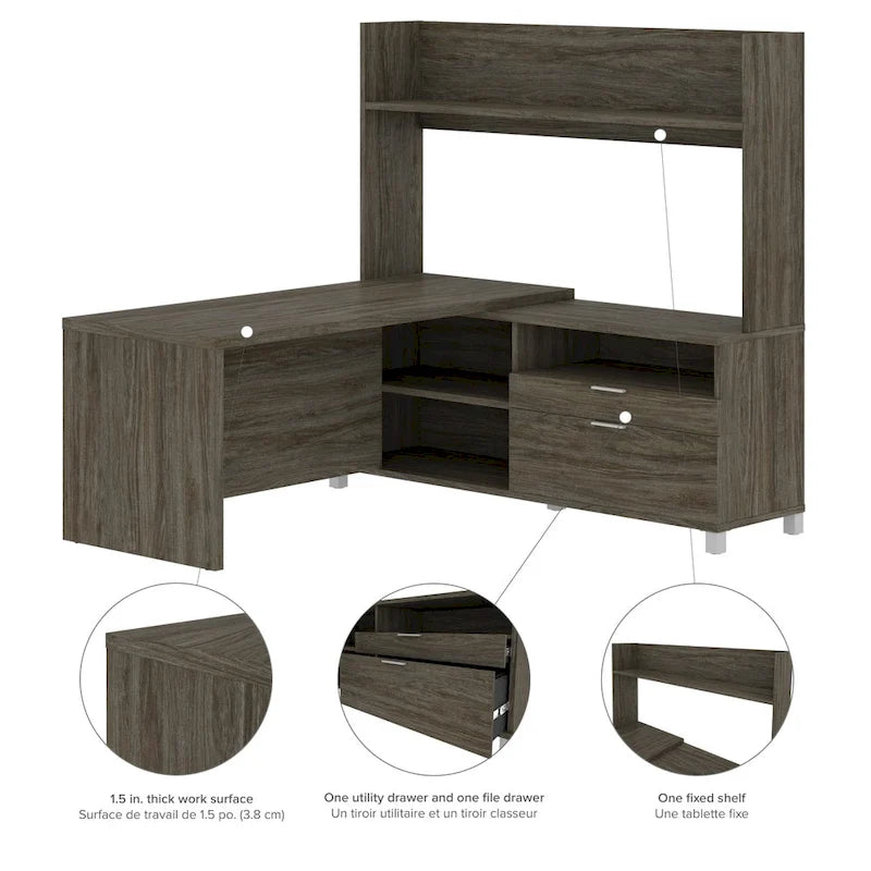 Bureau d'angle Pro-Linea avec huche ouverte