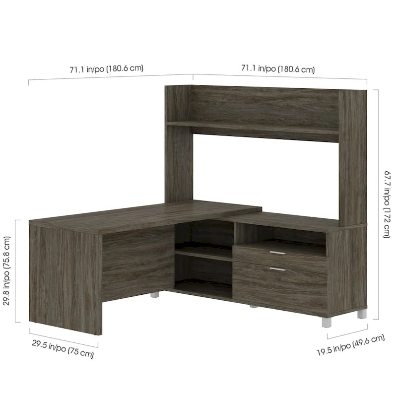 Bureau d'angle Pro-Linea avec huche ouverte