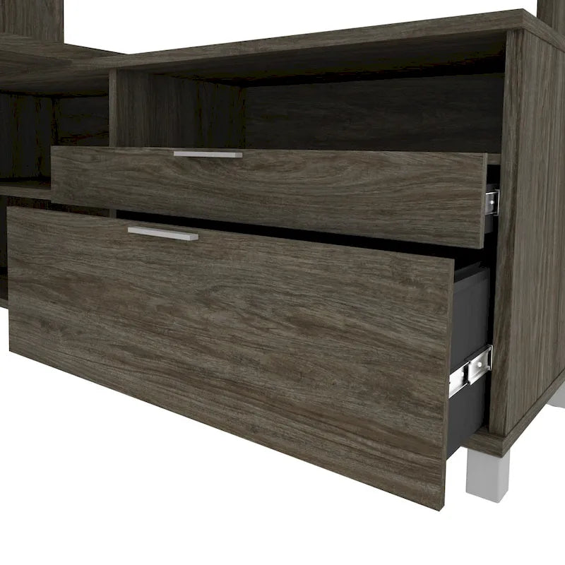 Bureau d'angle Pro-Linea avec huche ouverte
