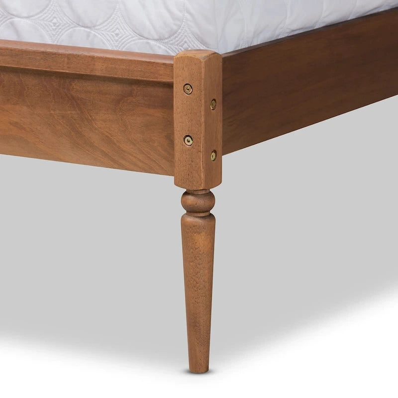 Lit plateforme en bois fini noyer marron moderne et contemporain Neilan