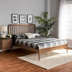 Lit plateforme en bois fini noyer marron moderne et contemporain Neilan