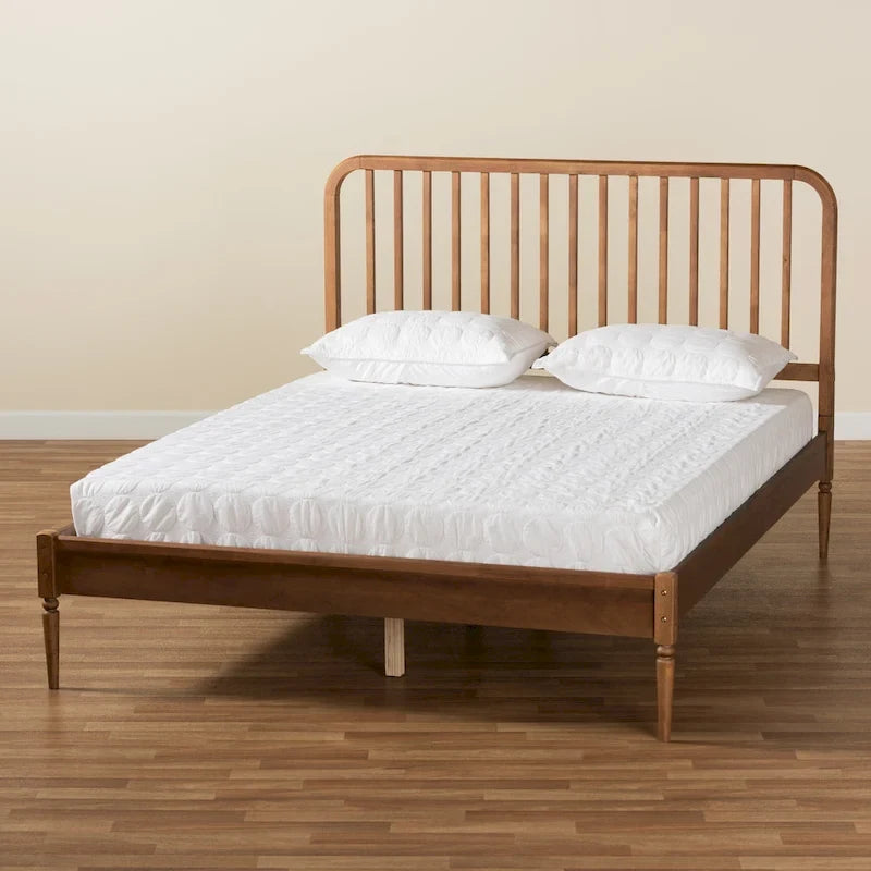 Lit plateforme en bois fini noyer marron moderne et contemporain Neilan