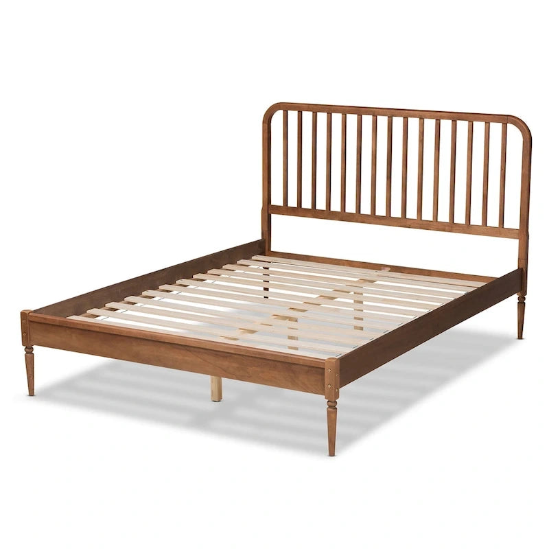 Lit plateforme en bois fini noyer marron moderne et contemporain Neilan