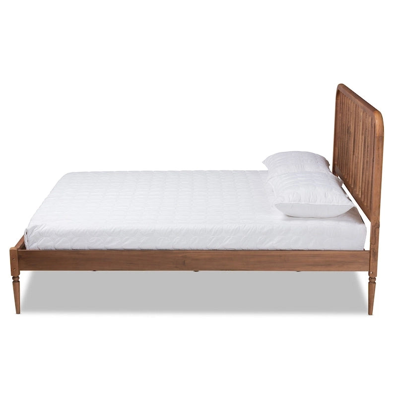 Lit plateforme en bois fini noyer marron moderne et contemporain Neilan