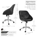 Chaise de bureau pivotante Hayes, piètement chromé, cuir PU