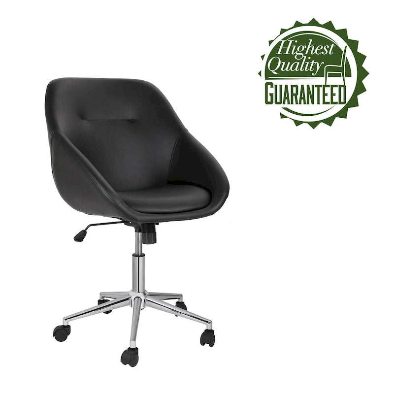 Chaise de bureau pivotante Hayes, piètement chromé, cuir PU