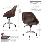 Chaise de bureau pivotante Hayes, piètement chromé, cuir PU