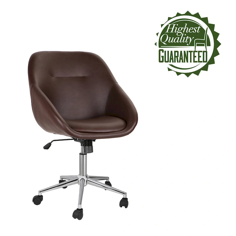 Chaise de bureau pivotante Hayes, piètement chromé, cuir PU