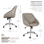 Chaise de bureau pivotante Hayes, piètement chromé, cuir PU