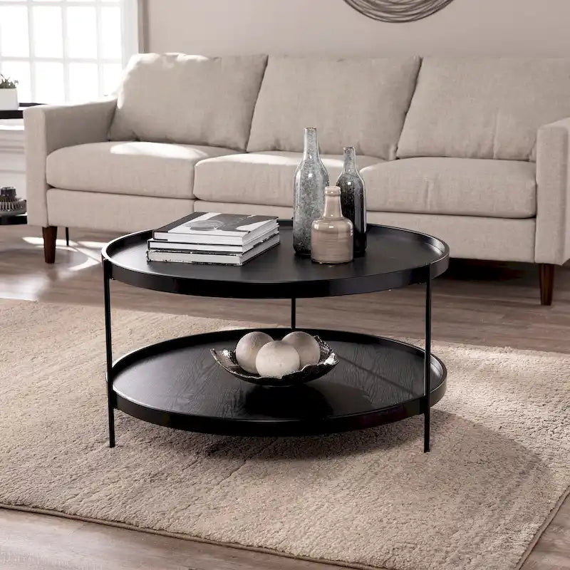 Table basse Vaquero à deux niveaux en bois, de style moderne du milieu du siècle