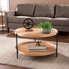 Table basse Vaquero à deux niveaux en bois, de style moderne du milieu du siècle
