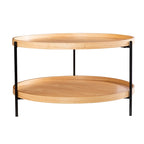 Table basse Vaquero à deux niveaux en bois, de style moderne du milieu du siècle